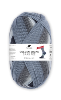 Sockenwolle 4-fädig Golden Socks Saas Fee Fb. 433.04 grau-blau